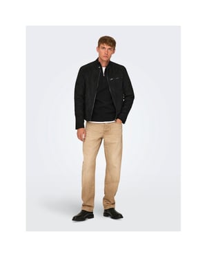 Chaqueta de ciclismo para hombre con bolsillo con cremallera en negro, de patrón sólido