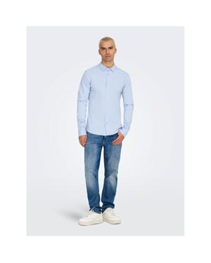 Camisa de manga larga de ajuste regular para hombre en azul cachemira
