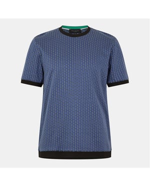 Camiseta de cuello redondo de fit regular para hombre con estampado geográfico de Ted Baker en azul oscuro