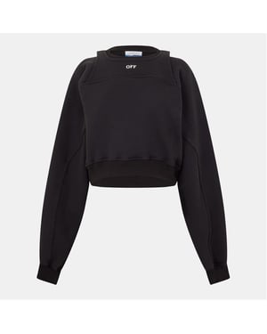 Sudadera corta de ajuste relajado para mujer en negro/blanco