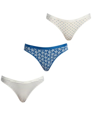 Paquete de 3 Tanga de Algodón Elástico D4C19 para Mujer