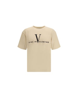 Camiseta de algodón beige Valentino