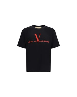 Camiseta de Algodón Negra Valentino