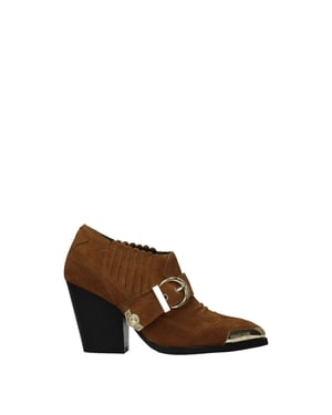 Botas de tobillo de cuero marrón Versace Jeans