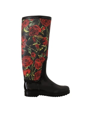 Botas de lluvia de poliéster negro Dolce & Gabbana