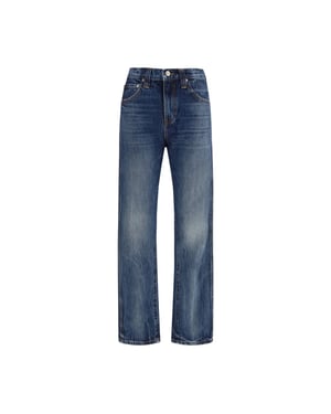Jeans de algodón azul de talle alto Khaite