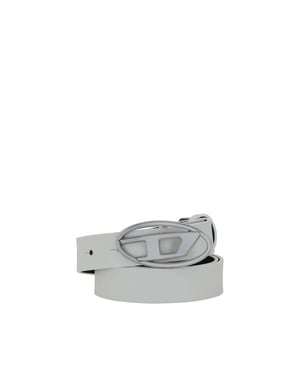 Cinturón Regular de Piel de Ternera Blanca Diesel