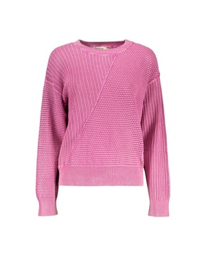 Camiseta de manga larga de algodón para mujer Desigual Rosa