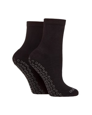 2 Pares de Calcetines de Yoga con Agarre para Damas | Calcetines de Gimnasio y Pilates de Algodón con Amortiguación de Largo Medio