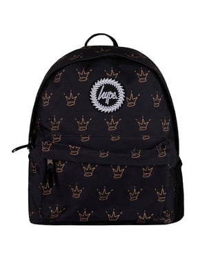 Mochila Unisex de Patrón de Corona de Rey Negra con Correas Acolchadas | Bolsa de Viaje Escolar