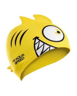 Gorra de Baño para Niños y Niñas con Diseño de Piraña | Gorra de Natación de Silicona 3D Impresa, Fácil de Ajustar