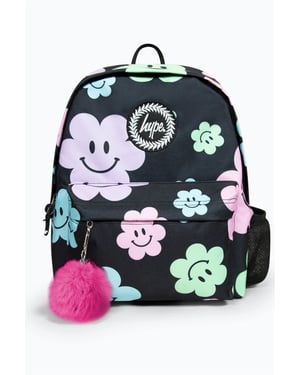 Mochila Negra Happy Flower de Hype Iconic para Niñas