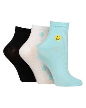 Paquete de 3 pares de calcetas para mujer con canalé y fruncido - Ajuste suave y elegante para el día a día
