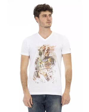Camiseta de Algodón Blanca Trussardi Action
