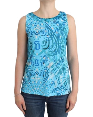 Top sin mangas estampado azul John Galliano