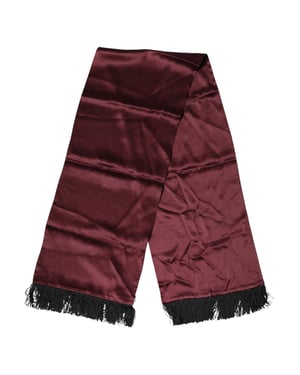 Dolce & Gabbana Foulard de Seda Satén Burdeos con Flecos