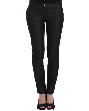 Pantalones de mezclilla ajustados negros Ermanno Scervino con pierna estrecha y elasticidad