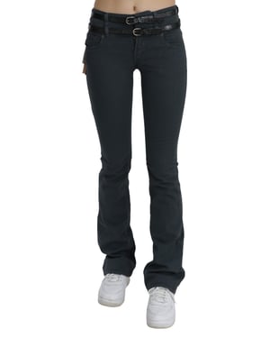 Jeans de Denim Grises de Cintura Media Slim con Corte Acampanado de John Galliano