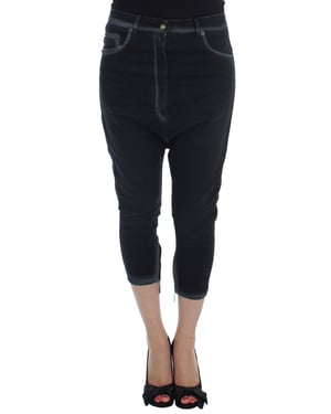 Jeans Baggy Relajados de Algodón Stretch Cavalli Azul