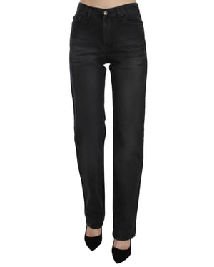 Pantalones de mezclilla rectos de cintura alta lavado negro Just Cavalli