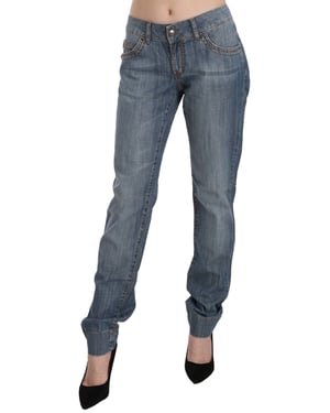 Pantalones de mezclilla ajustados de tiro bajo en algodón azul lavado Just Cavalli
