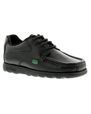 Zapatos escolares para niños Kickers Fragma Lace 3 Junior de piel con cordones negros