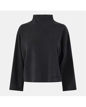 Sudadera de Cuero Cupro para Mujer con Cuello Alto Relajado en Negro de Ted Baker