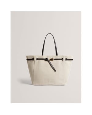 Bolso Tote de Lona para Mujer Ted Baker con Logo en Marrón-Chocolate