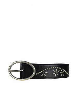 Saint Laurent Cinturón con tachuelas Negro