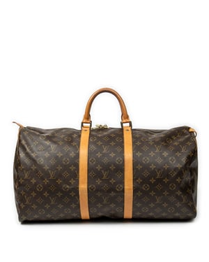 Louis Vuitton Keepall 55 en  marrón Lienzo recubierto