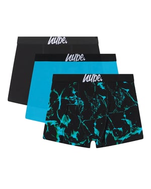 Pack de 3 Calzoncillos para Niños en Negro, Turquesa y Estampado de Piscina, Ropa Interior Suave y Transpirable