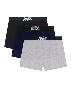 Pack de 3 Boxer para Niños Negro, Gris y Marino - Ropa Interior Suave y Transpirable