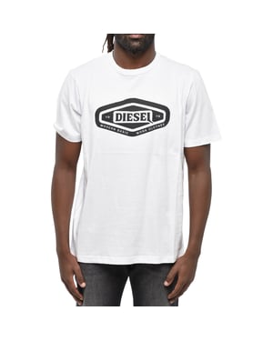 Camiseta Básica Blanca Con Logotipo Moderno De Diesel