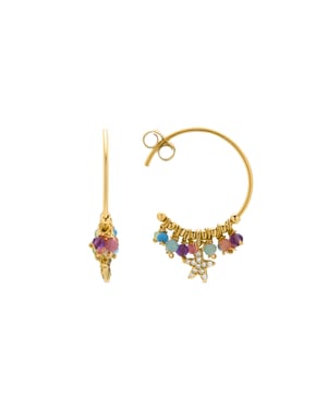 Pendientes Luxenter de Plata de Ley 925 y Cristal Multicolor acabados en oro amarillo de 18k - Estrella