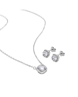 Conjunto Luxenters De Plata De Ley 925 con Circonita Brillante acabado rodio - Midfo