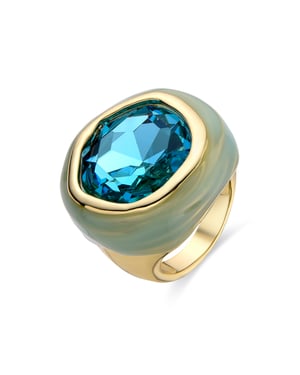 Anillo Luxenter de Cristal Verde acabado en oro amarillo de 18K - Mantis