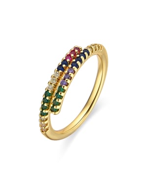 Anillo Luxenter con Circonita Multicolor acabado oro 18k - Tazel