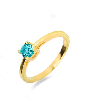 Anillo Luxenter de Plata de Ley 925 con Cuarzo Hidrotermal Topacio Azul acabado en oro amarillo de 18K - Otieno