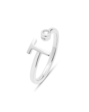 Anillo Luxenter de Plata de Ley 925 con Circonita Brillante acabado en rodio - Alphabet