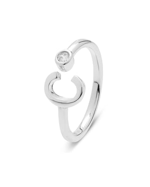 Anillo Luxenter de Plata de Ley 925 con Circonita Brillante acabado en rodio - Alphabet