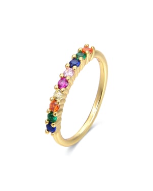 Anillo Luxenter de Plata de Ley 925 con Circonita Multicolor acabado en oro amarillo de 18K - Giloth
