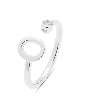 Anillo Luxenter de Plata de Ley 925 con Circonita Brillante acabado en rodio - Alphabet
