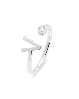 Anillo Luxenter de Plata de Ley 925 con Circonita Brillante acabado en rodio - Alphabet