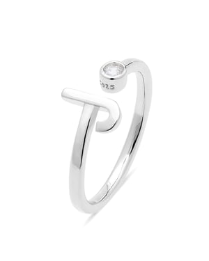 Anillo Luxenter de Plata de Ley 925 con Circonita Brillante acabado en rodio - Alphabet