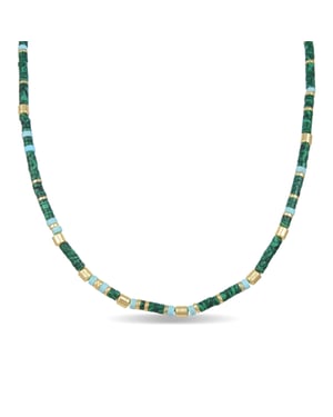 Collar Luxenter de Plata de Ley 925 con Malaquita acabado en oro amarillo de 18K - Ihun