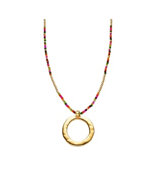 Collar Luxenter con Cristal Rosa acabado oro 18k - Miota