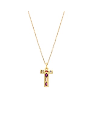 Collar Luxenter con Circonita Multicolor acabado oro 18k - Alphabet