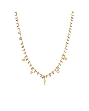 Collar Luxenter de Plata de Ley 925 y Cristal Multicolor acabado en oro amarillo de 18k - Ancla