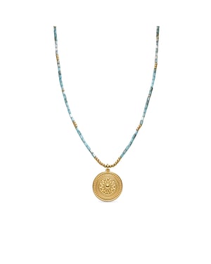 Collar Luxenter con Cristal Azul acabado oro 18k - Thyu