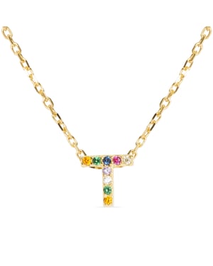 Collar Luxenter de Plata de Ley 925 con Circonita Multicolor acabado en oro amarillo de 18K - Alphabet